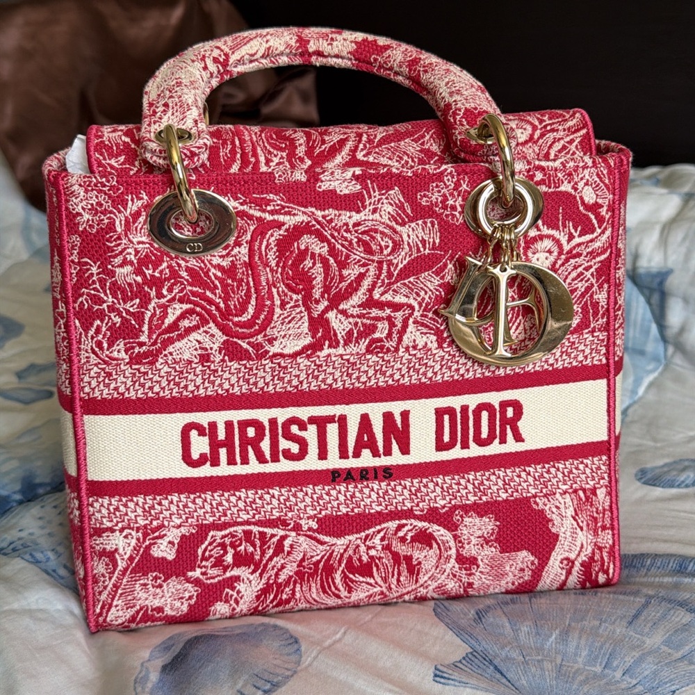 Dior Red and Cream Tote Bag